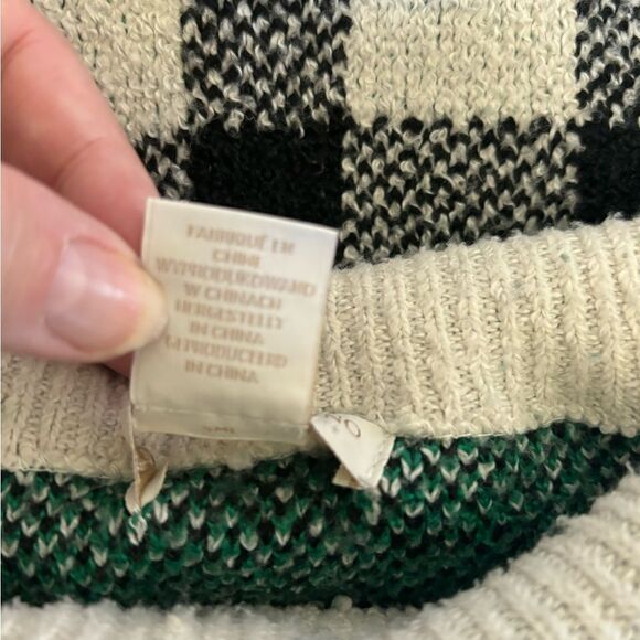 Christian Soriano black white and green plaid turtleneck sweater XS - Picture 2 of 8